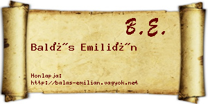 Balás Emilián névjegykártya